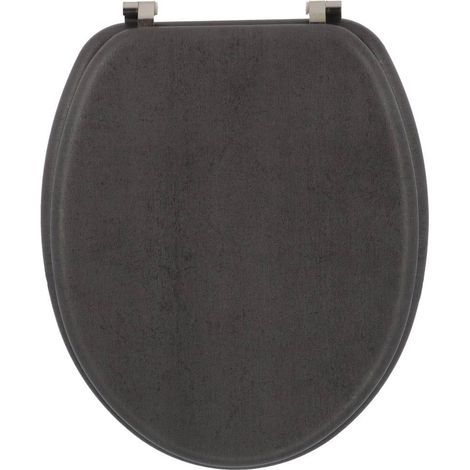 Sedile per wc in legno sagomato da 18 pollici con elementi di fissaggio in acciaio inox - aspetto cemento - Tendance (1/4)