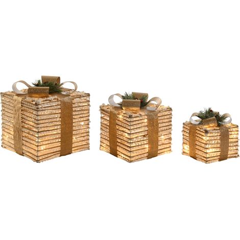 Regalo Set 3 Led Ratan 25X25X25 Blanco (1/5)