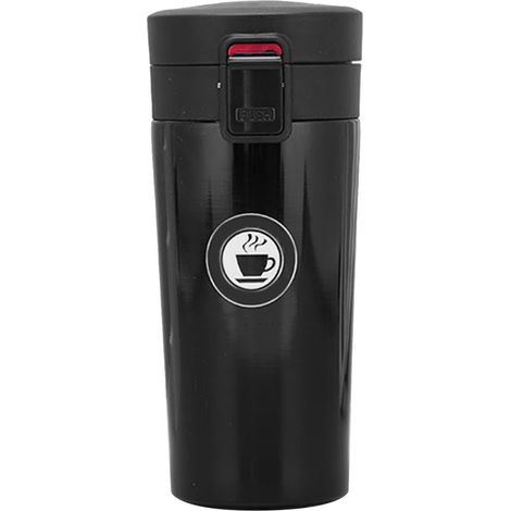 Gourde isotherme café 500ml noir acier inoxydable couvercle à ressort portable élégant tasse (1/5)