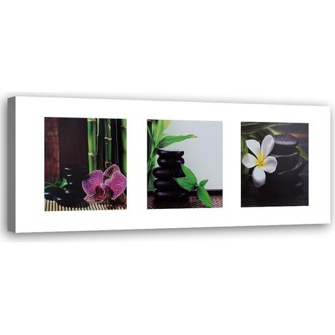 Tableau sur toile Orchidée Zen Stones Spa 90x30 (1/5)