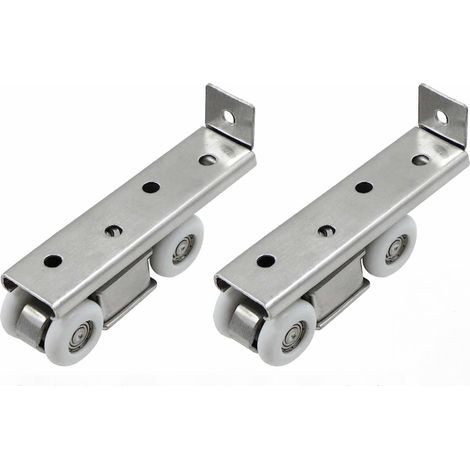 Roues Porte Coulissante Roulettes Support - Rail Accessoires Silencieuses Poulies Quincaillerie Fixe Rouleau en Acier Inoxydable pour Portes Passage Bois Douche Vitrée, 2 Pièces (1/5)