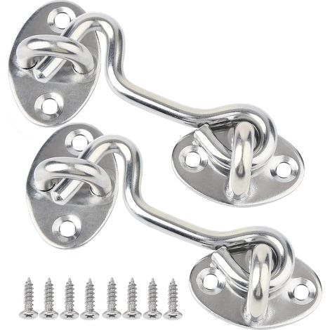 2PCS Crochet,Loquet à œillet,Acier inoxydable,Rotation 180 degrés,Sécurité,Porte coulissante,Chambre,Salle de bain (1/5)