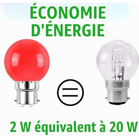 Ampoules à baïonnette B22 Ampoule à DEL Feston 2W,Ampoule à économie d'énergie bleue Golfball, Petites ampoules de Noël BC Cap,Rouge, Jaune, rosa, verte, Bleu, Incassable (1/3)