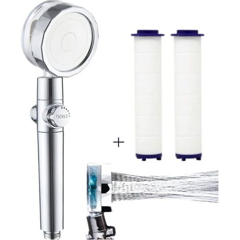 Pommeau de douche à haute pression Pommeau de douche à filtre pour eau dure Pommeau de douche à faible pression d'eau Turbo Spa Pommeau de douche avec réglage de la pression de l'eau (1/5)