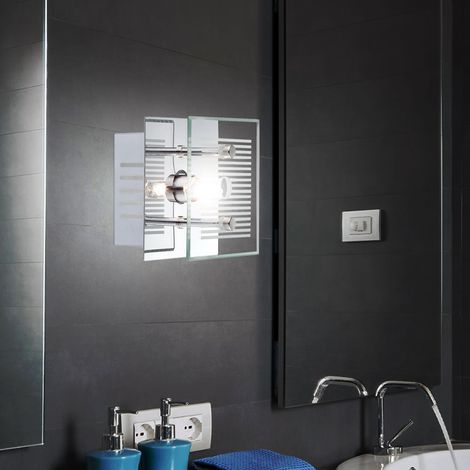 Wand Strahler Chrom Leuchte Wohn Ess Zimmer Beleuchtung Glas Lampe Flur
