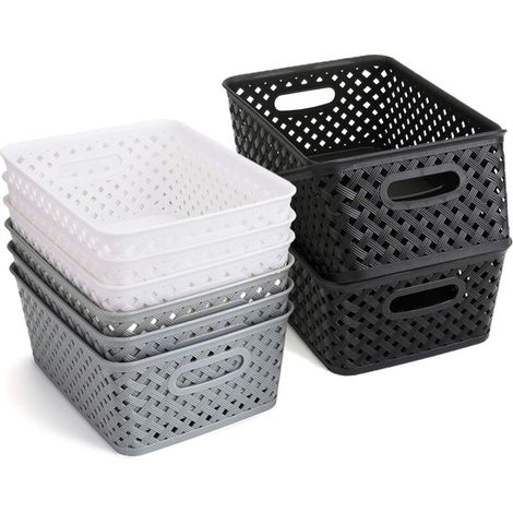 – Set of 9 plastic storage baskets for organizing closets, accessories, toys, cleaning supplies and more (1/5)