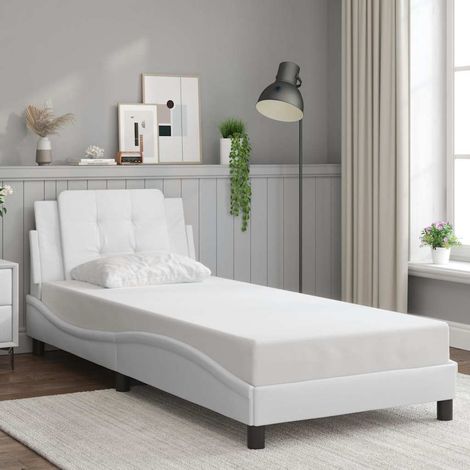 vidaXL Cadre de lit sans matelas Zadar blanc 90x190 cm similicuir (1/5)