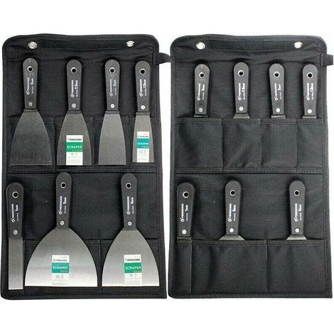 Couteaux à Enduire Jeu de Spatules en Acier Ensemble de Couteaux à Mastic Lot de 7 pièces Avec Sac De Rangement Grattoir Mural Poignée En Plastique Antidérapant (1/5)