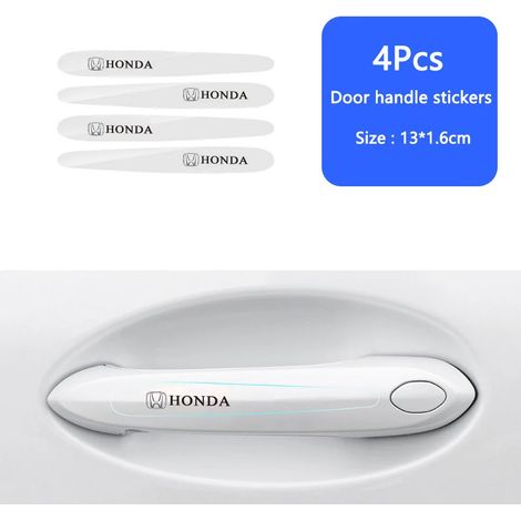 (Autocollant pour poignée de porte) Autocollant transparent pour poignée de porte de voiture, protection anti-collision, compatible avec Honda Insight, FIT, Accord, Civic, CRV, Jazz, HRV et Vezel (1/4)
