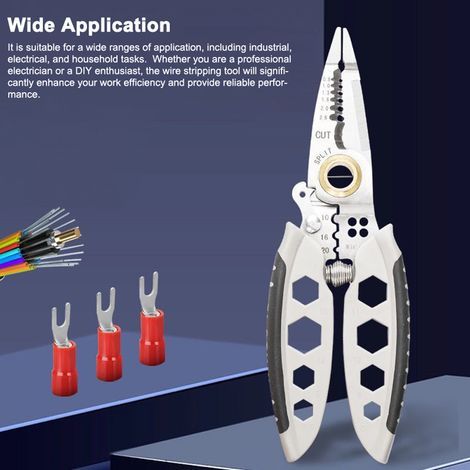 7-inch Multifunctional Wire Stripper, Professional 22-10 AWG Stripping Tool, Portable Cable Cutter, Crimping Pliers with Wrench Function, Self-Locking Button (1/5)