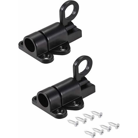 Lot de 2 verrous de porte automatiques en alliage d'aluminium à ressort, antivol, avec 12 vis pour fenêtres, portes en bois et portes de placards.
