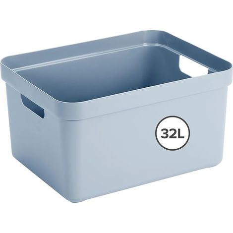 1 Boite de Rangement,32L,Poignées Intégrées,Plastique Recyclé,Bleu,Maison (1/5)
