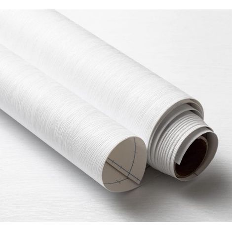 Papier peint autocollant imitation bois blanc - 40 x 300 cm - Application facile - PVC - Revêtement mural et meubles - Sticker mural amovible - Imperméable (1/5)