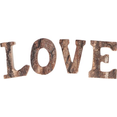 Lot de 4 lettres en bois en forme de LOVE, style rétro, à poser, pour décorer un mur ou une table. (1/5)