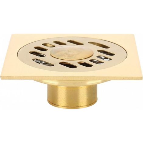 Gold-plated copper floor drain strainer, 10x10cm, large capacity for bathroom and shower, odor-proof and clog-resistant (1/4)