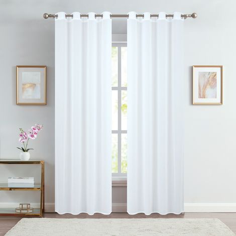 Paire de voilages unis pour baie vitrée Blanc 140x240 cm