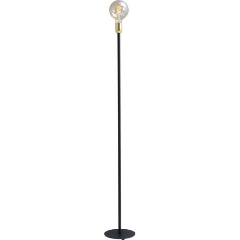 Lampadaire noir Tube 130cm avec raccord doré - 1461-05-02-130 (1/3)