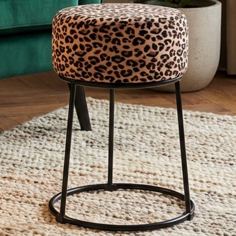 Tabouret  Ø30 cm x 46 cm  Motif léopard
