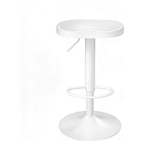 Tabouret de bar en bois massif blanc, hauteur réglable, siège ergonomique pivotant (1/5)