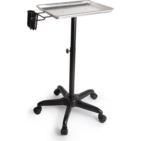 Beauty Wagen Kosmetikwagen Beistelltische Rollwagen Beauty Trolley mit Gerätehalter Werkzeugwagen Höheverstellbar für Friseurladen (Silber) (1/5)