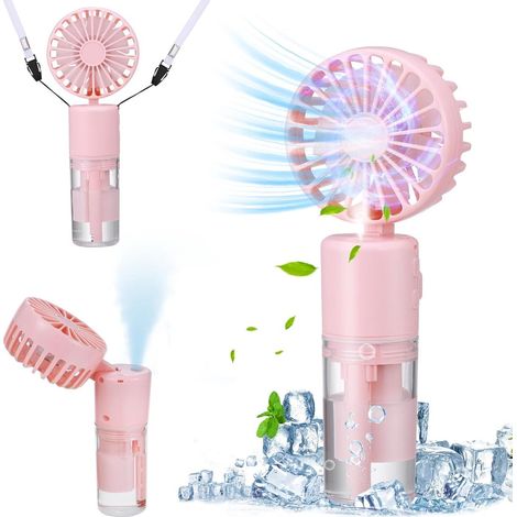 Ventilateur portable, Ventilateur portable avec brumisateur, 4 vitesses, Mini ventilateur portable rechargeable 800 mAh, Ventilateurs à eau-AquaForge (1/5)