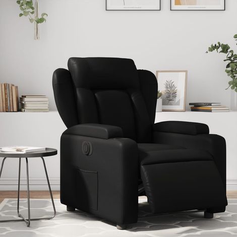 Fauteuil inclinable électrique-Chaise de relaxation-Fauteuil Relax Noir Similicuir 416803 (1/5)