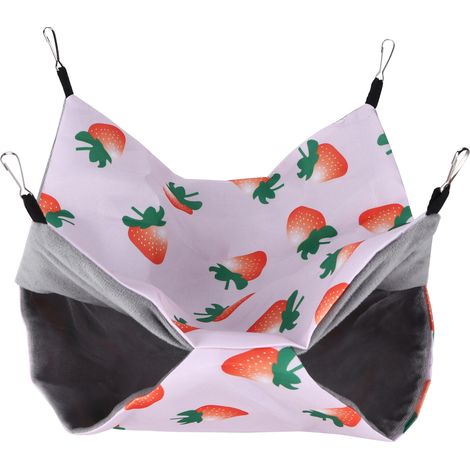 Hamac suspendu d'été double face pour hamster, perroquet, lapin, souris et écureuils - Couleur fraise (1/5)