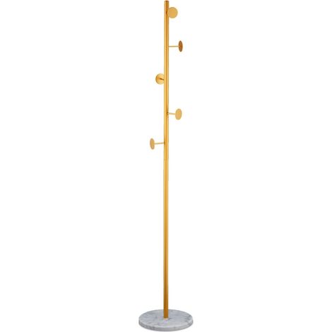 Appendiabiti moderno autoportante 172 x 29 cm con 5 ganci stabile in stile di design in marmo dorato 130009239