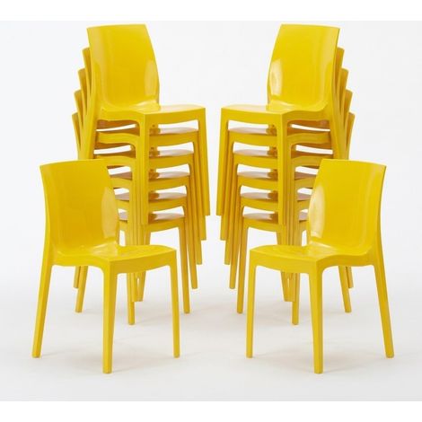 Lot de 18 Chaises Ice Grand Soleil polypropylène restaurant promo offre Stock - Jaune (1/5)