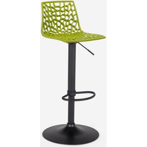 Taburete diseño cocina bar base negro mate regulable Grand Soleil Spider Matt - Verde Anís
