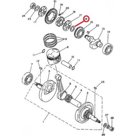 Rondelle origine pour moto Yamaha 125 DTE 1989 à 1996 (1/3)