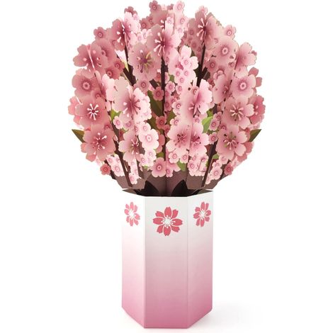 Carte De Voeux 3D - Bouquet De Cerisier - Décoration De Bureau - Pour Fête Des Mères Et Fête Des Enseignants - 1 Pièce (1/5)