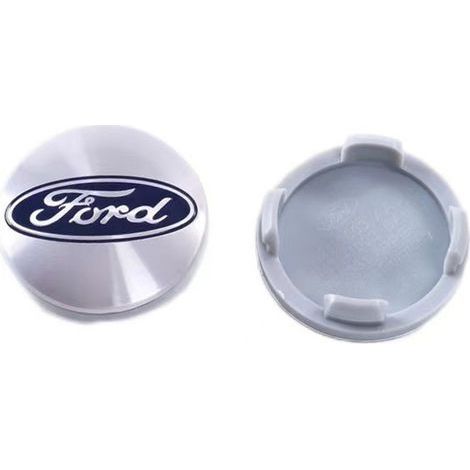 4er-Set Radnabenkappen (54 mm), passend für Ford Focus, Fiesta, Mondeo und Kuga, mit OEM-Felgenemblem, langlebig, silberfarben (1/2)