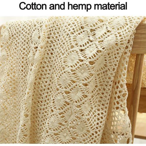 Nappe vintage en dentelle beige, nappe de cuisine au crochet pour tables rectangulaires, idéale pour les fêtes, les banquets, les repas et les décorations de mariage. (1/5)