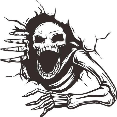 Stickers muraux Halloween crâne brisé pour salle de bain, déco toilette homme, autocollants muraux maison, lot de décalcomanies effrayantes (1/5)