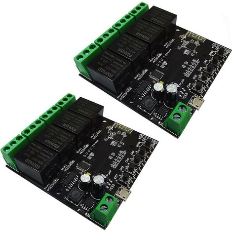 2 modules de commutation WiFi Tuya Switch 4 canaux avec relais sans fil, application Smart Life et minuterie intelligente pour maison connectée. (1/5)