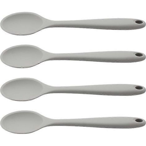 Lot de 4 cuillères de cuisine en silicone, cuillères à soupe, cuillères à mélanger antiadhésives-20.5X4cm-Grey (1/4)