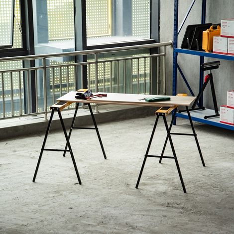 Ensemble de 2 tréteaux pliables antidérapants pour bûches en bois, orange