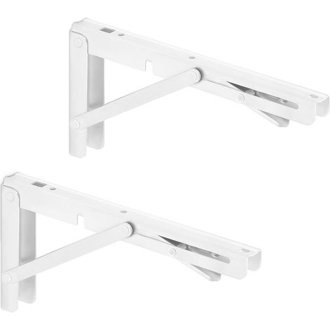 1 Paar Schwerlast-Klappkonsolen 250 x 120 mm weiß Tragkraft bis 150 kg (1/2)