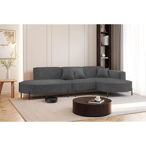 Ecksofa Designersofa VALENCIA in Stoff Noel Grafit Ottomane Rechts (1/2)