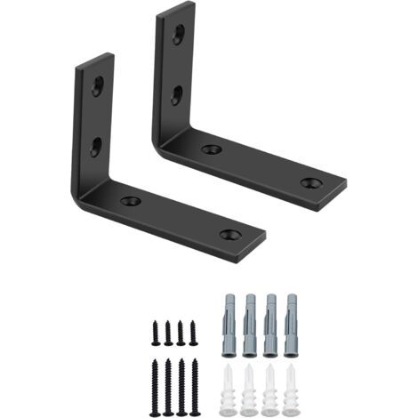 2 Pièces Équerre Support Métal 5MM, Charge Lourde 50KG, Angle Droit 90°, Pour Étagère Murale Salon Cuisine (1/5)