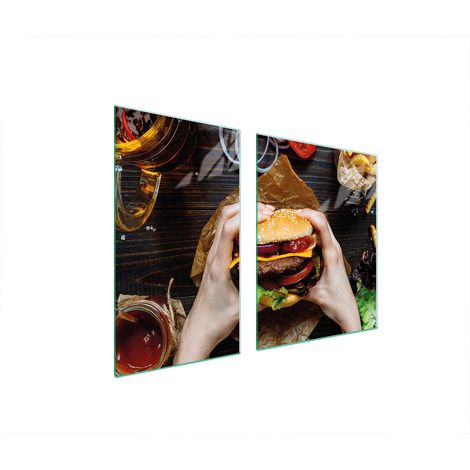 ASSIETTE EN VERRE et PLANCHE À DÉCOUPER 100x52 HAMBURGER (1/5)