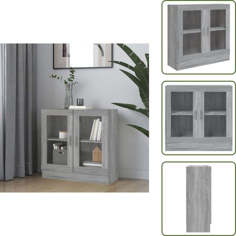 Armoire à vitrine Sonoma gris 82,5x30,5x80 cm Bois d'ingénierie - Bibliothèque - Meuble Tv - Rangement - Armoire Vitrine - Mobilier Intérieur (1/5)