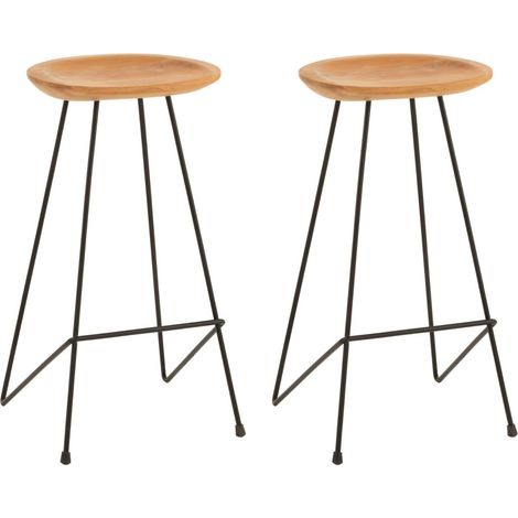 Tabouret de bar en teck et métal (lot de 2) - FELIX