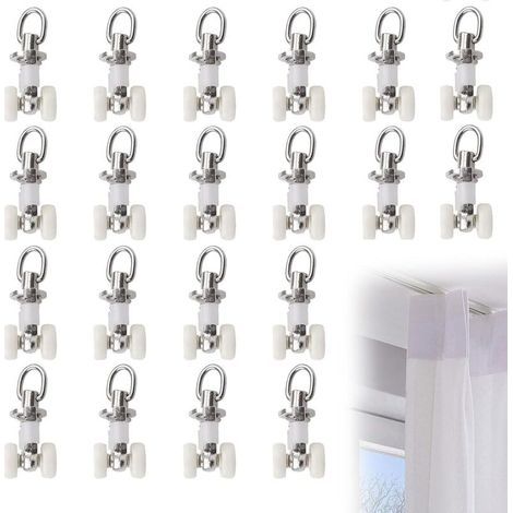 20 Stück Pergola-Schienenhaken, Gardinenschienenrollen, Gardinenschienenrollen, Gleitrollen für Gardinenschienen zum Aufhängen von Gardinen im Wohnzimmer, Schlafzimmer und Badezimmer (1/5)