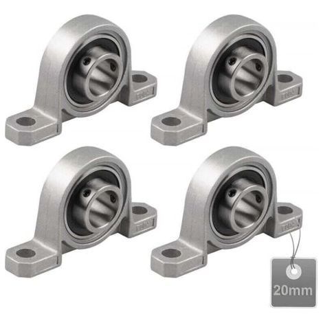 (Size 20mm, XU,KP004)4 Pieces Pillow Bearings, Ball Bearing, Zinc Alloy, Pillow Blocks, With Solid Cast Iron - (1/4)