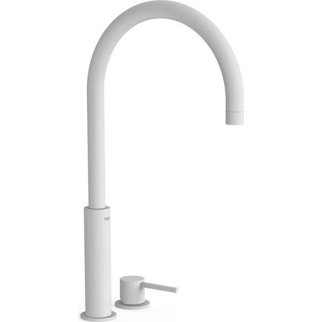 TRES 26110502BM STUDY Grifo Monomando Caño Alto De Repisa para Lavabo Color Blanco Mate - ref: 26110502BM