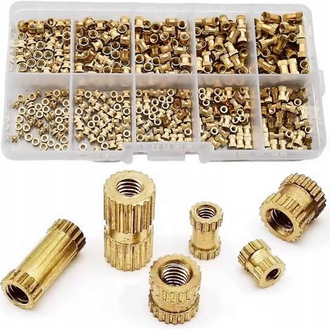 Rosfix InsertSet 520 - Juego de 520 casquillos roscados de latón M2/M2.5/M3  Para plástico, portátiles, impresión 3D  Tornillos con muescas  En organizador (1/5)