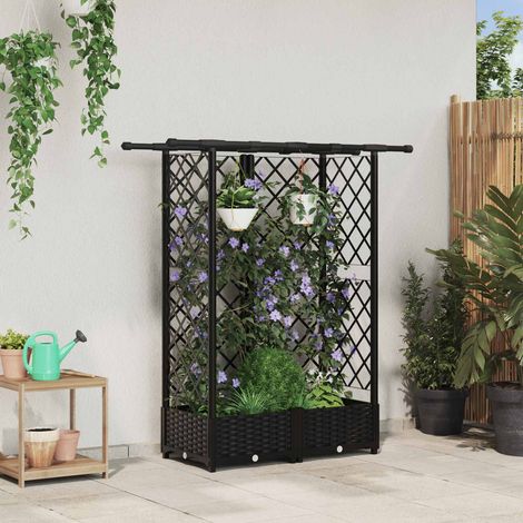 Teenpull – Hochbeet mit Rankgitter und Dach Schwarz 124 x 40 x 121 cm PP (1/5)
