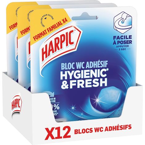 Hygienic & Fresh - Bloc WC adhésif sans cage - 24 semaines de fraîcheur- Brise marine x12 (1/5)